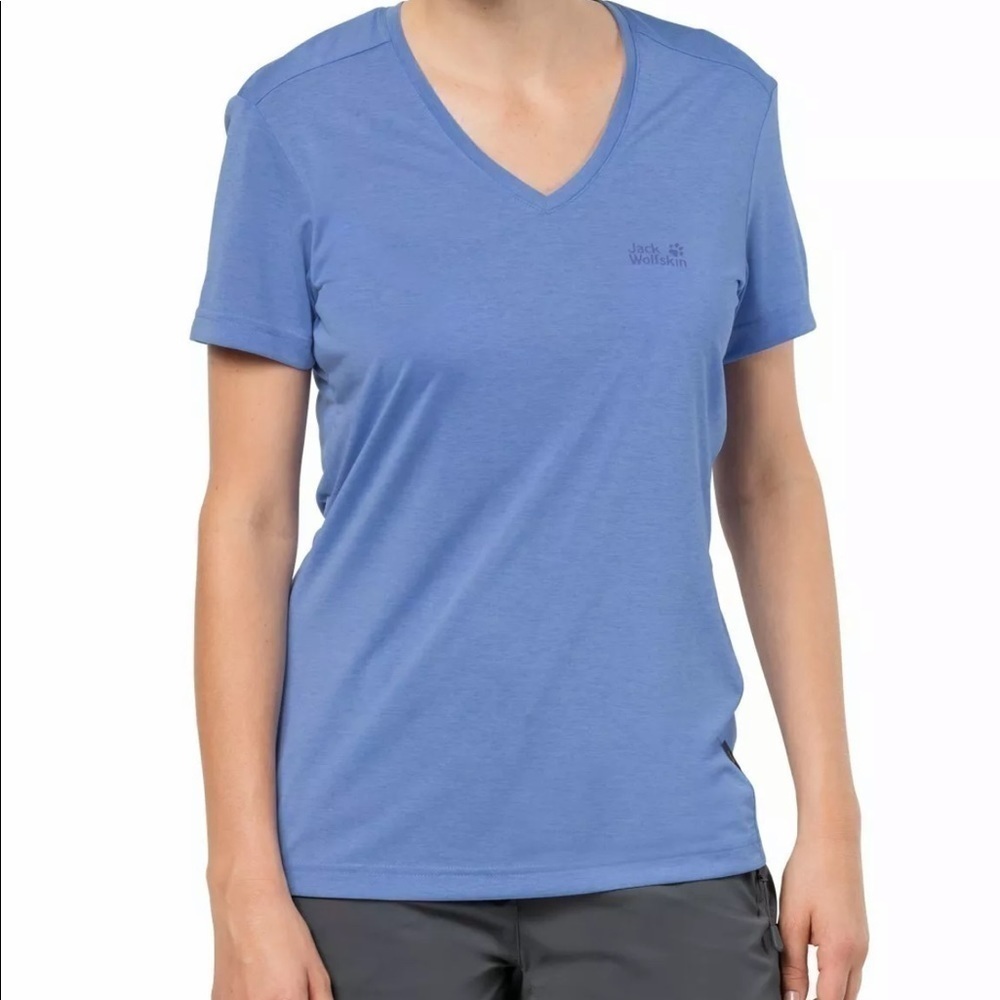 Blue Women Jack Wolfskin T-Shirt Feel-Dry Technology Size Medium